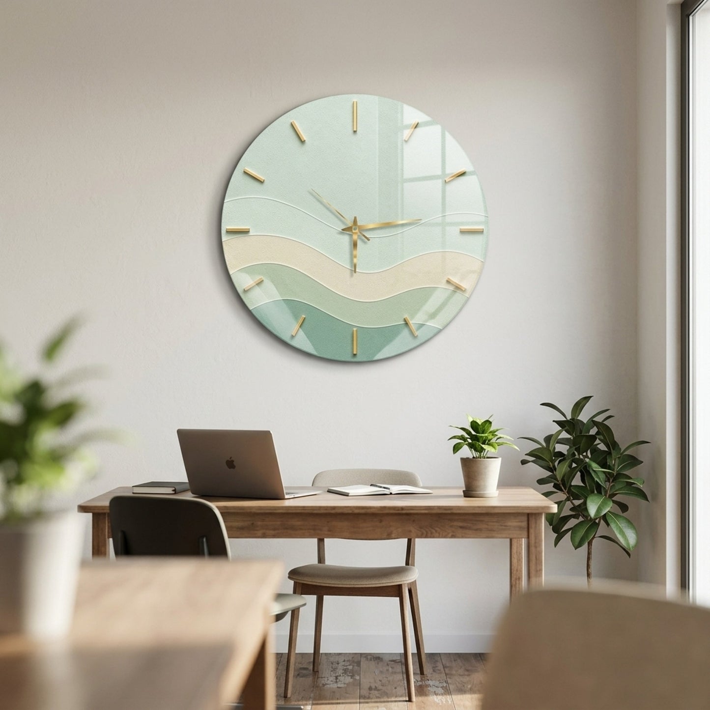Modern Minimalist Altın Detaylı Saat Cam Saat