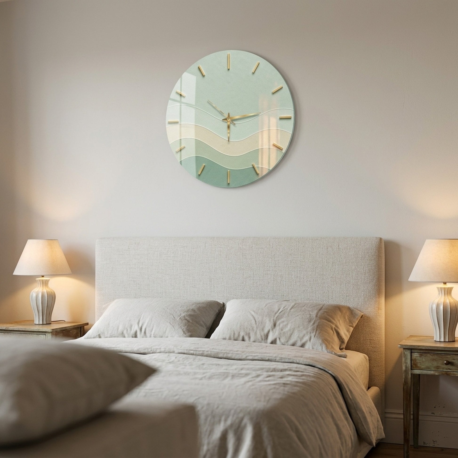 Modern Minimalist Altın Detaylı Saat Cam Saat