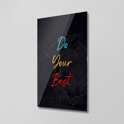 Aslan Portresi Motivasyon Sozu Dikey Cam Tablo