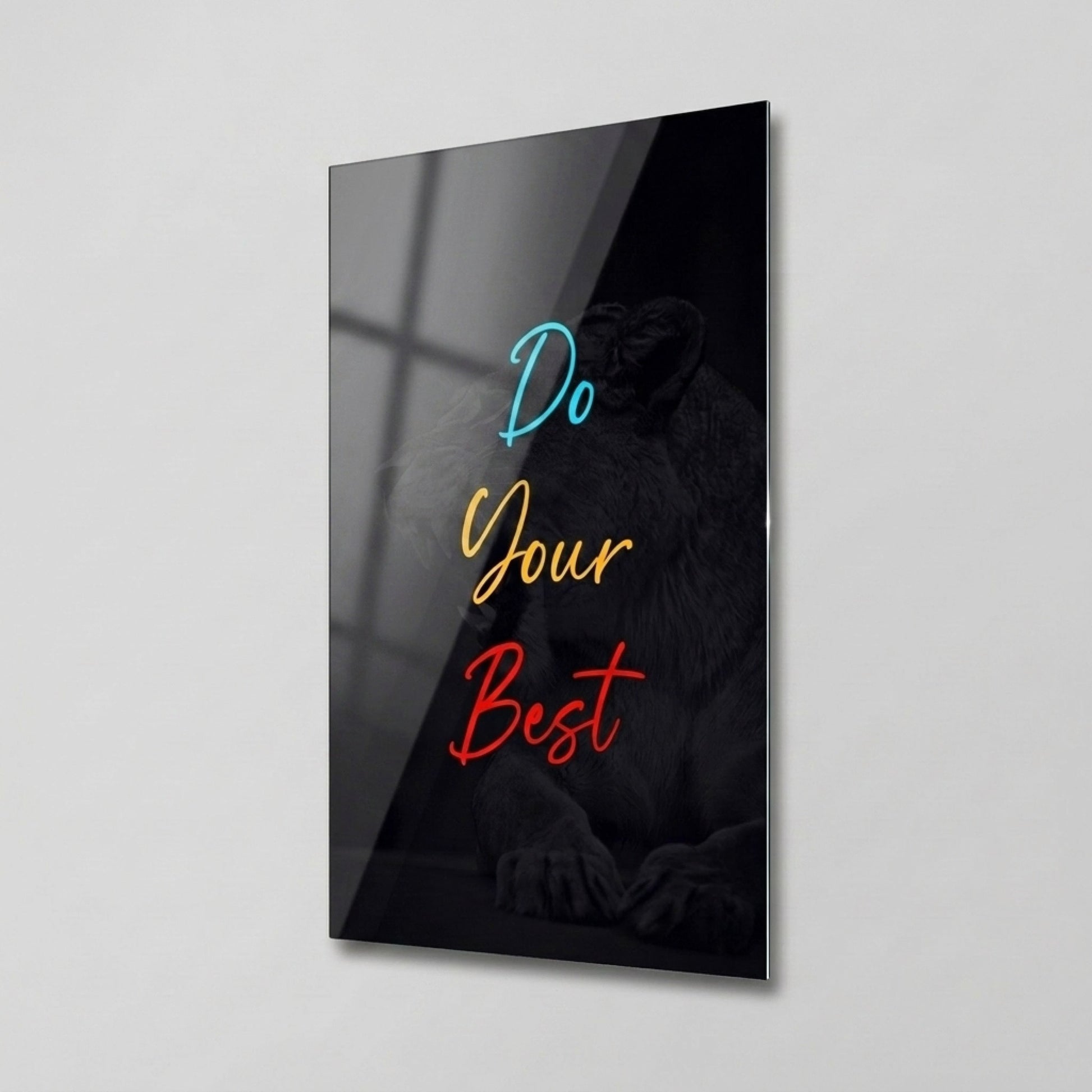 Aslan Portresi Motivasyon Sozu Dikey Cam Tablo