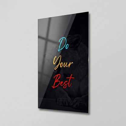 Aslan Portresi Motivasyon Sozu Dikey Cam Tablo