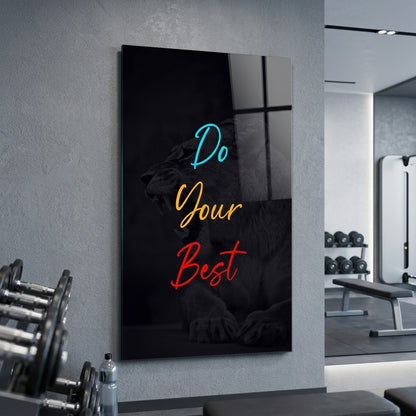 Aslan Portresi Motivasyon Sozu Dikey Cam Tablo