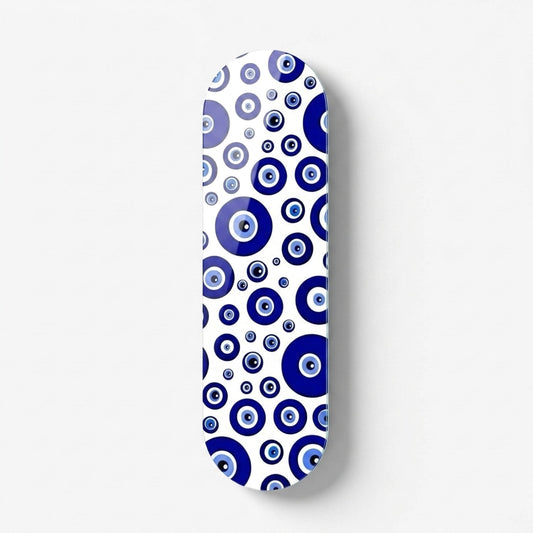 Modern Nazar Boncuğu Desenli Skate Board Cam Tablo