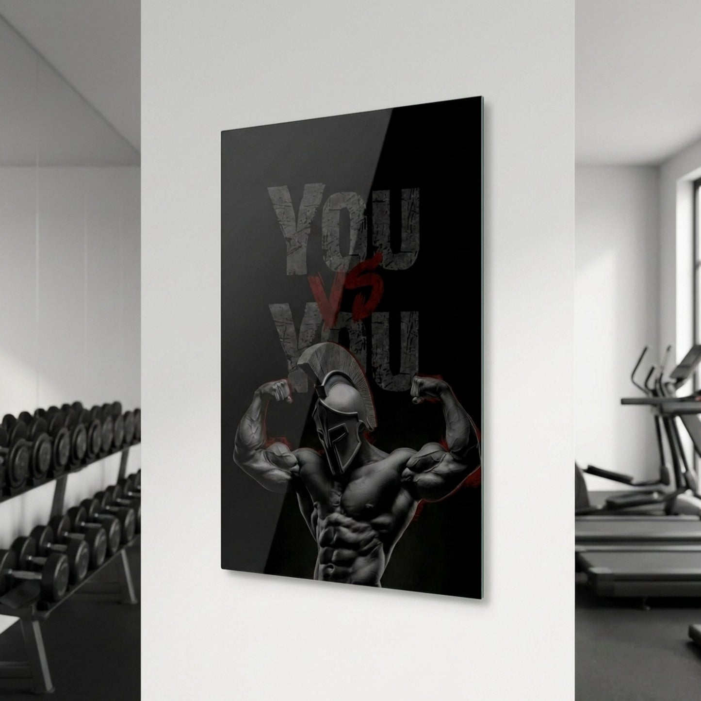 Spartalı Savaşçı Motivasyon Dikey Cam Tablo