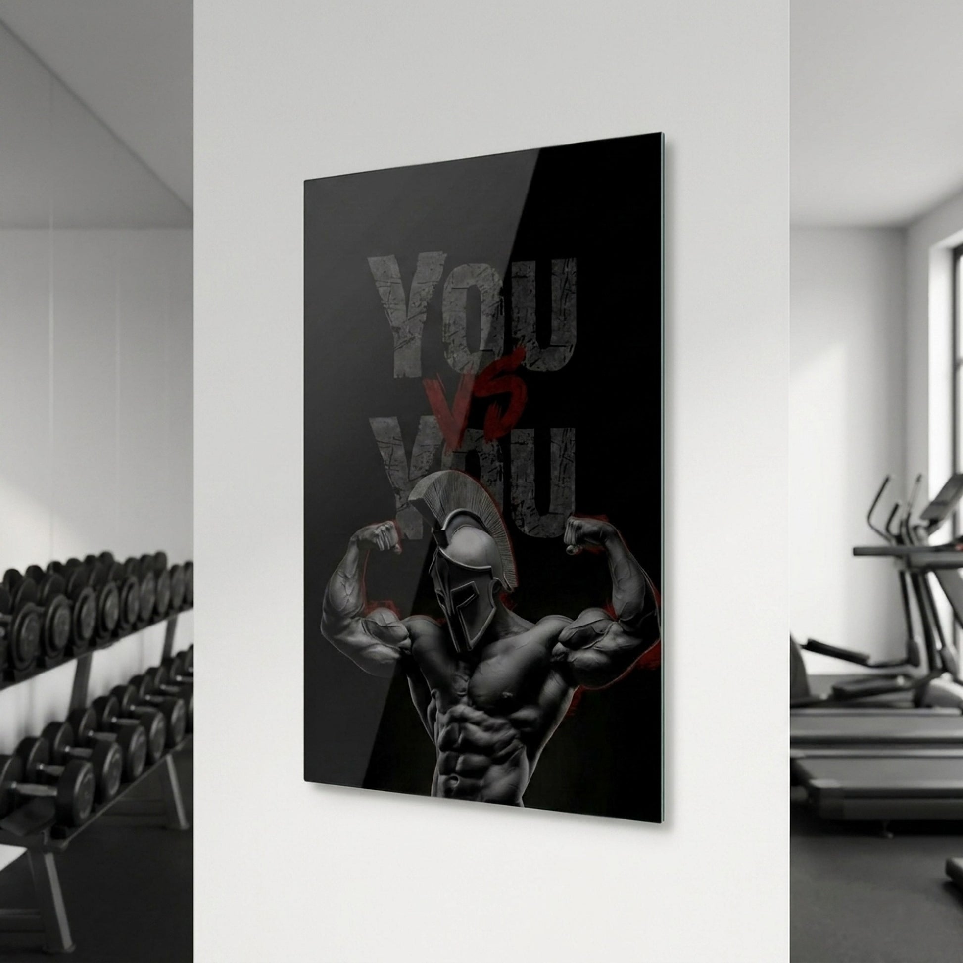 Spartalı Savaşçı Motivasyon Dikey Cam Tablo