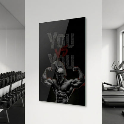 Spartalı Savaşçı Motivasyon Dikey Cam Tablo