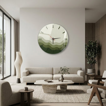 Modern Yeşil Dalga Tasarım Saat Cam Saat