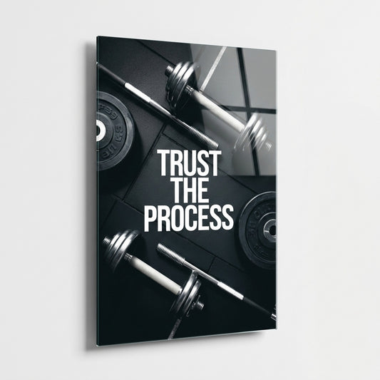 Trust The Process Fitness Motivasyon Dikey Cam Tablo