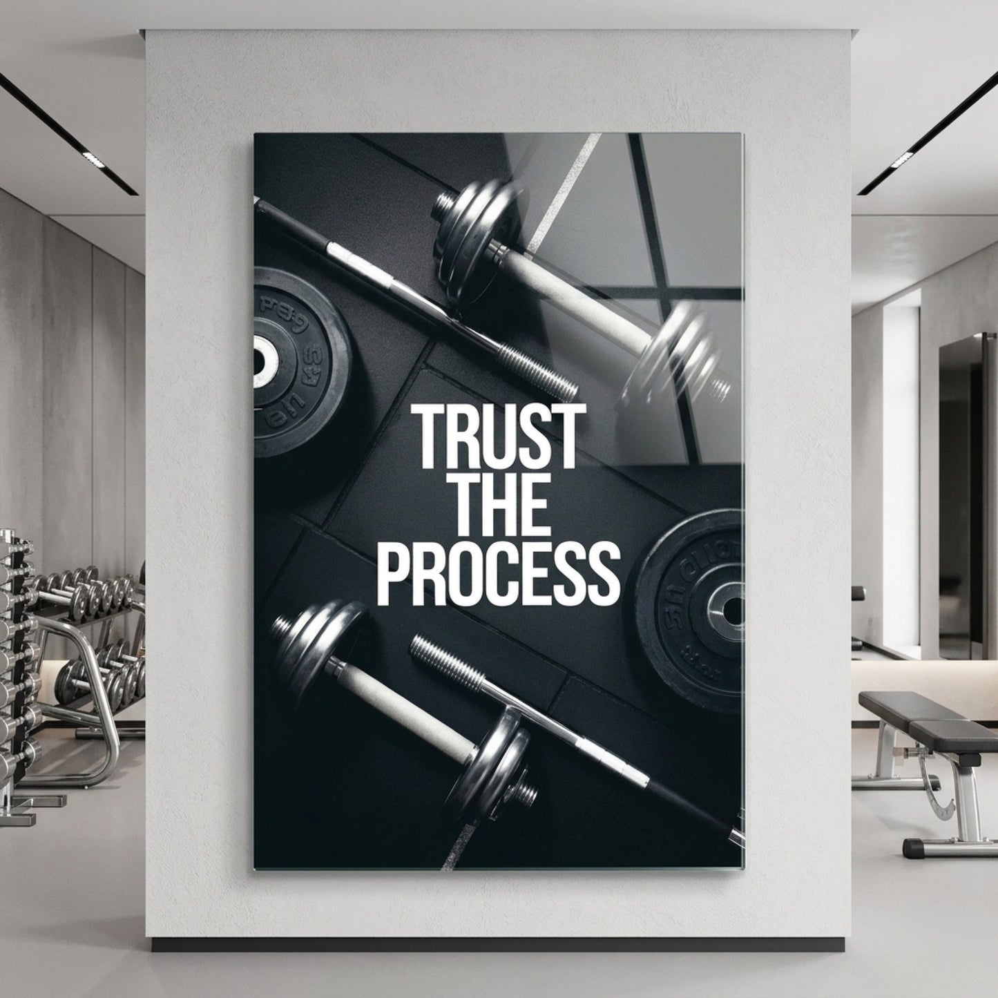 Trust The Process Fitness Motivasyon Dikey Cam Tablo