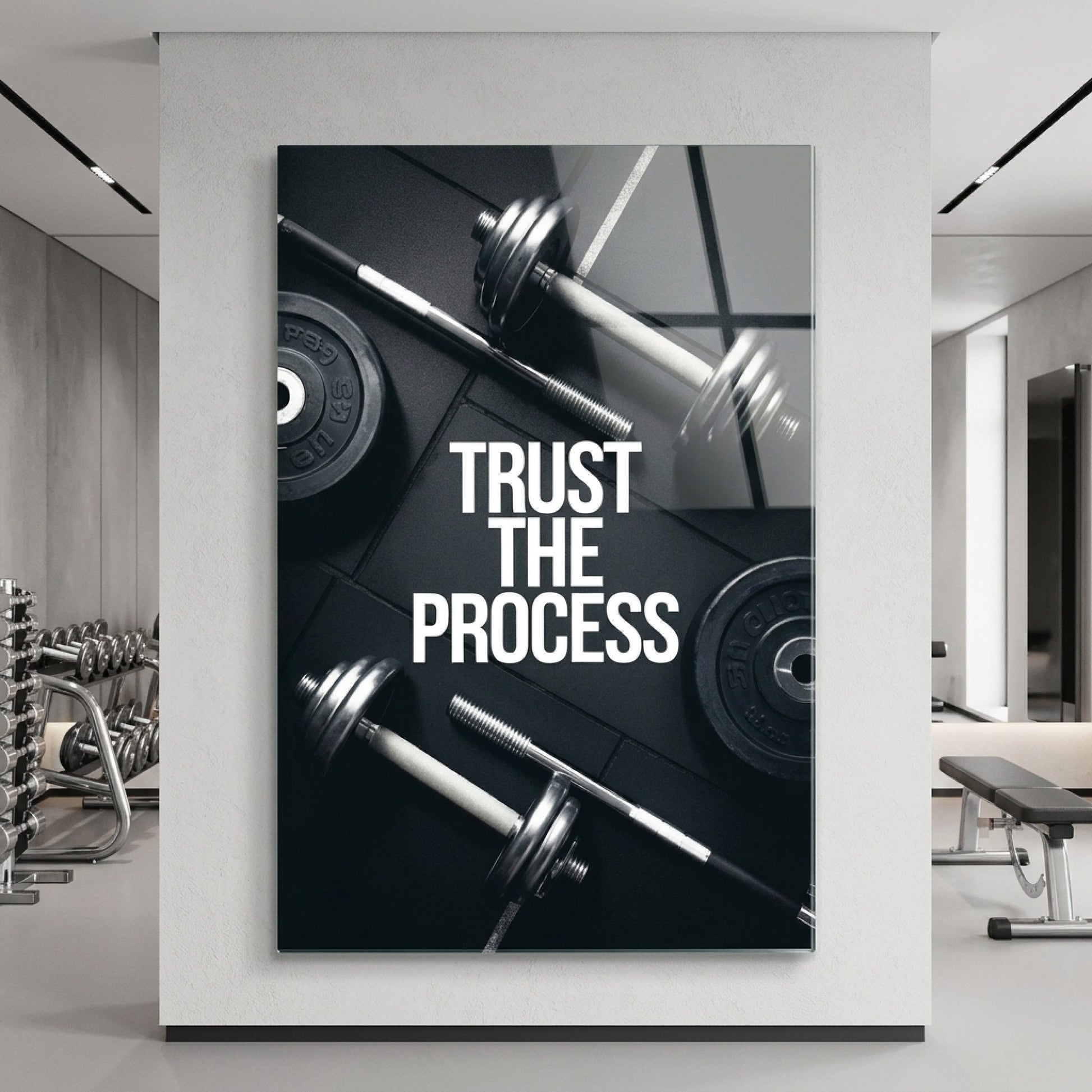 Trust The Process Fitness Motivasyon Dikey Cam Tablo