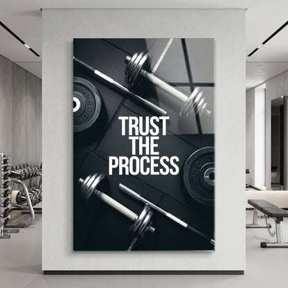 Trust The Process Fitness Motivasyon Dikey Cam Tablo
