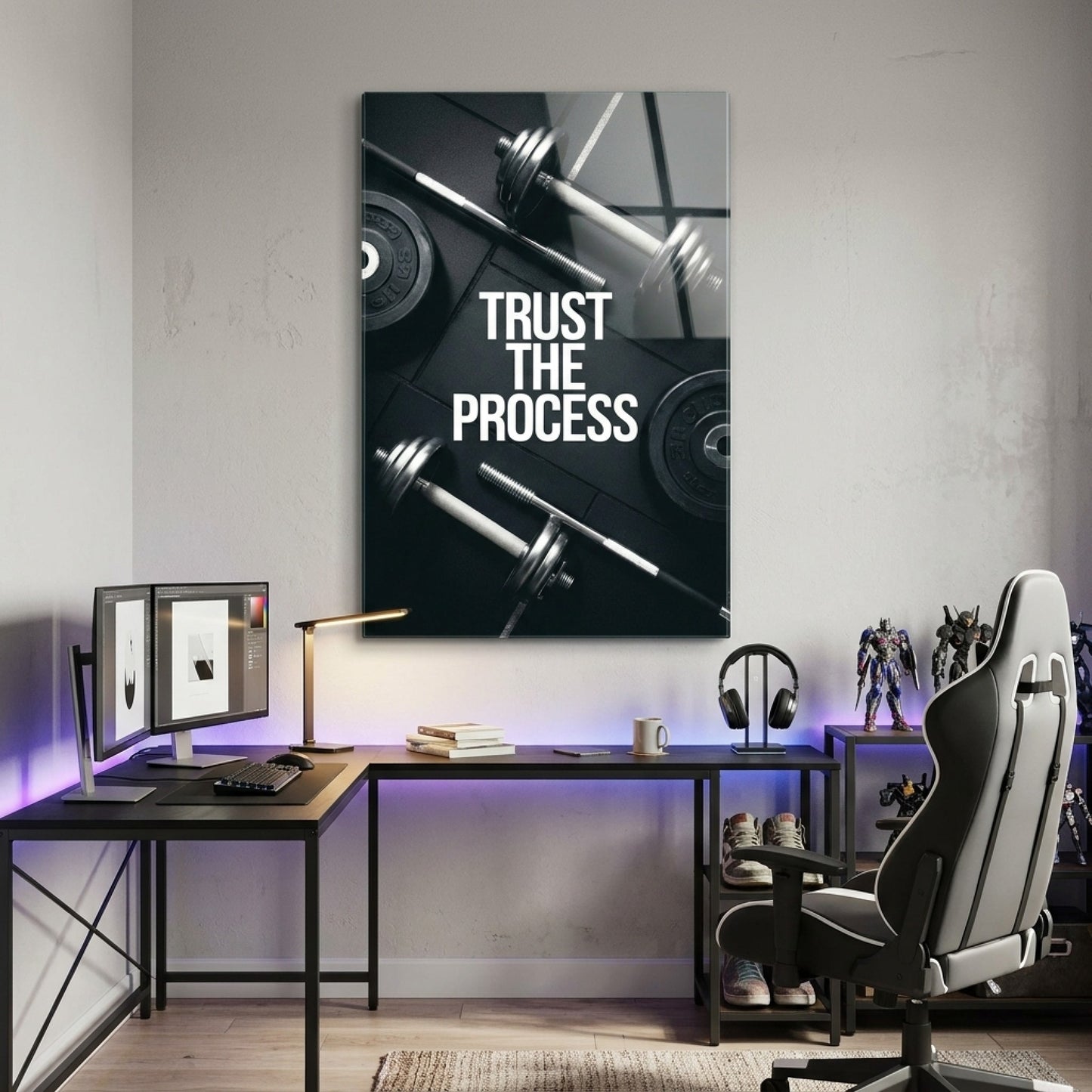 Trust The Process Fitness Motivasyon Dikey Cam Tablo