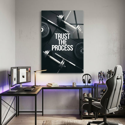 Trust The Process Fitness Motivasyon Dikey Cam Tablo