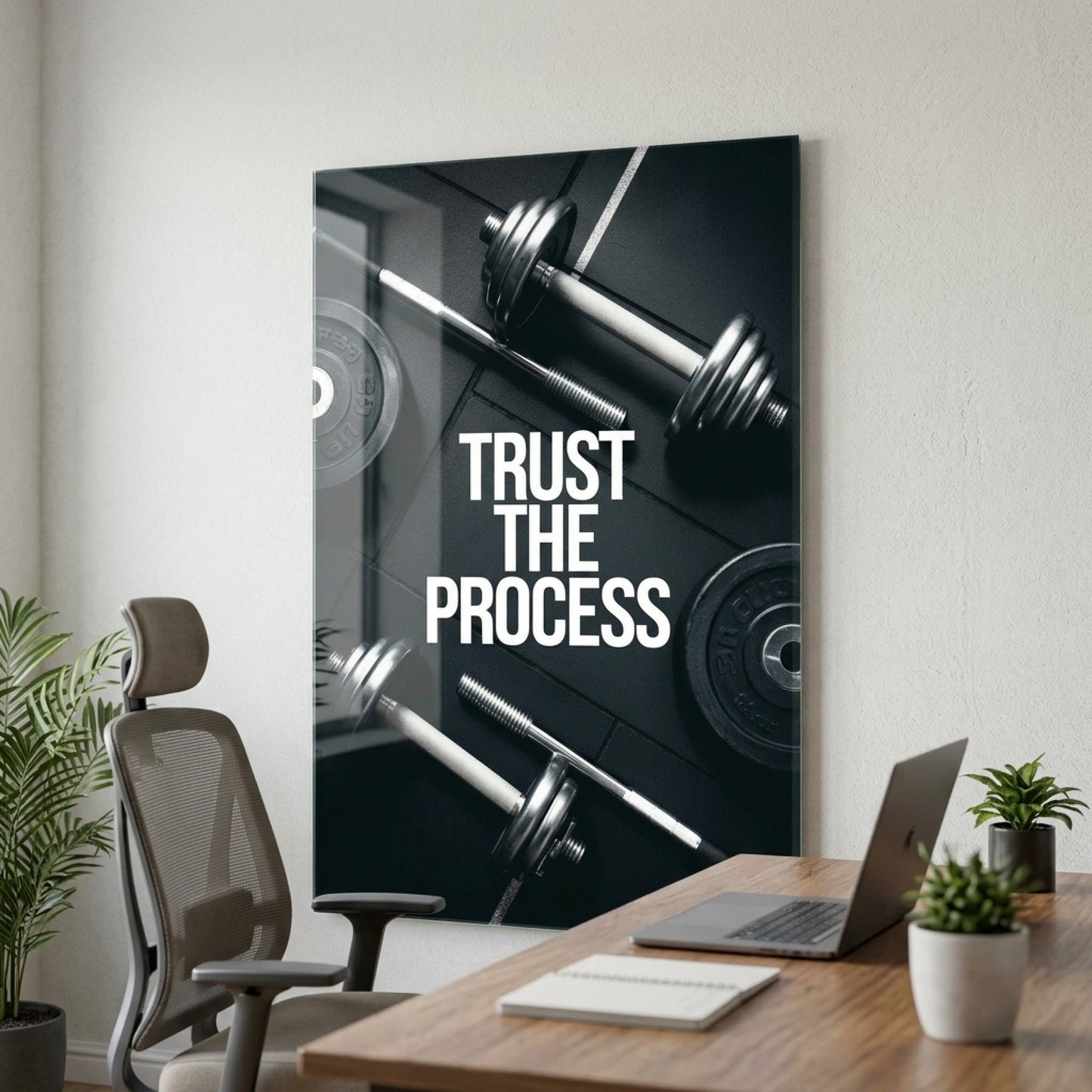 Trust The Process Fitness Motivasyon Dikey Cam Tablo