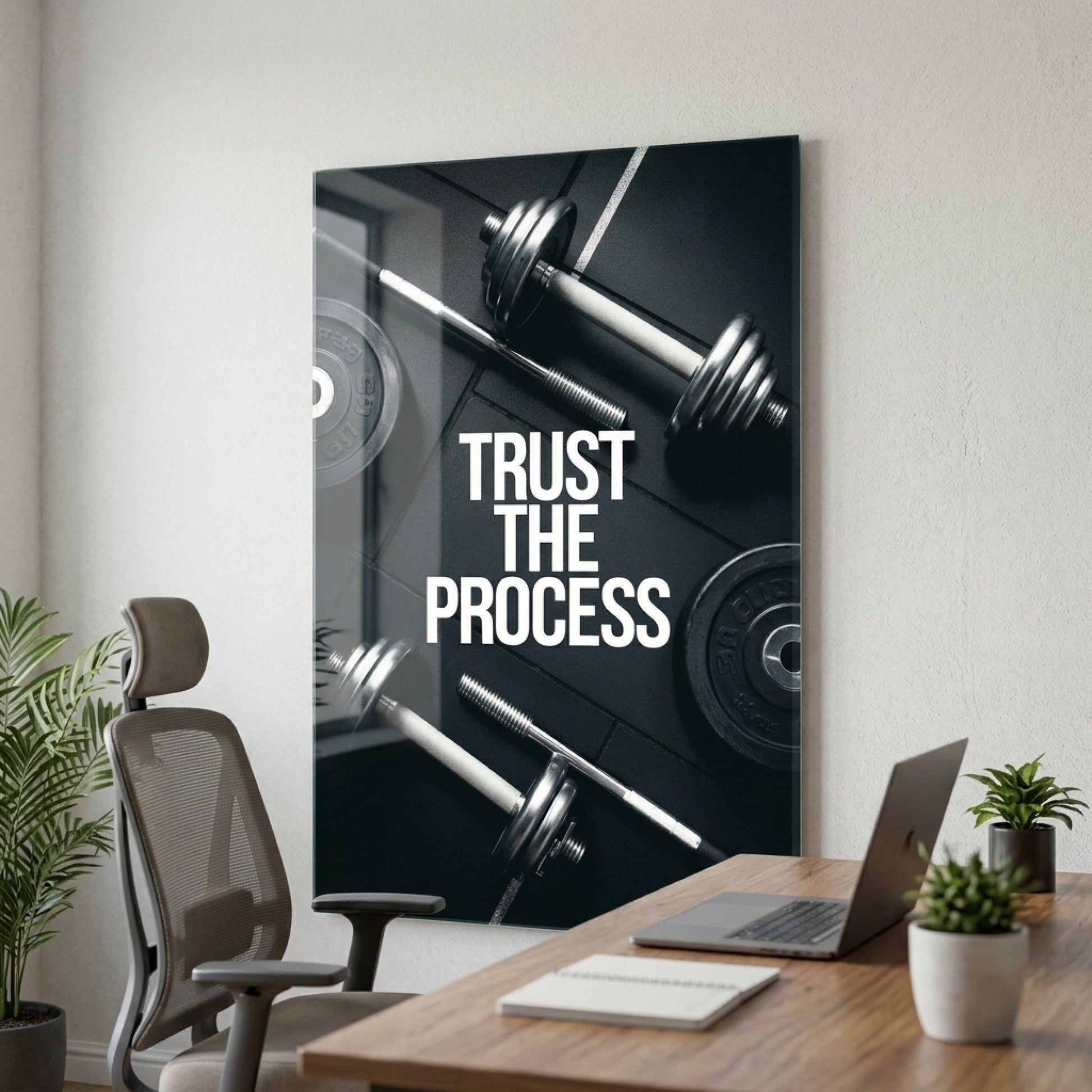 Trust The Process Fitness Motivasyon Dikey Cam Tablo