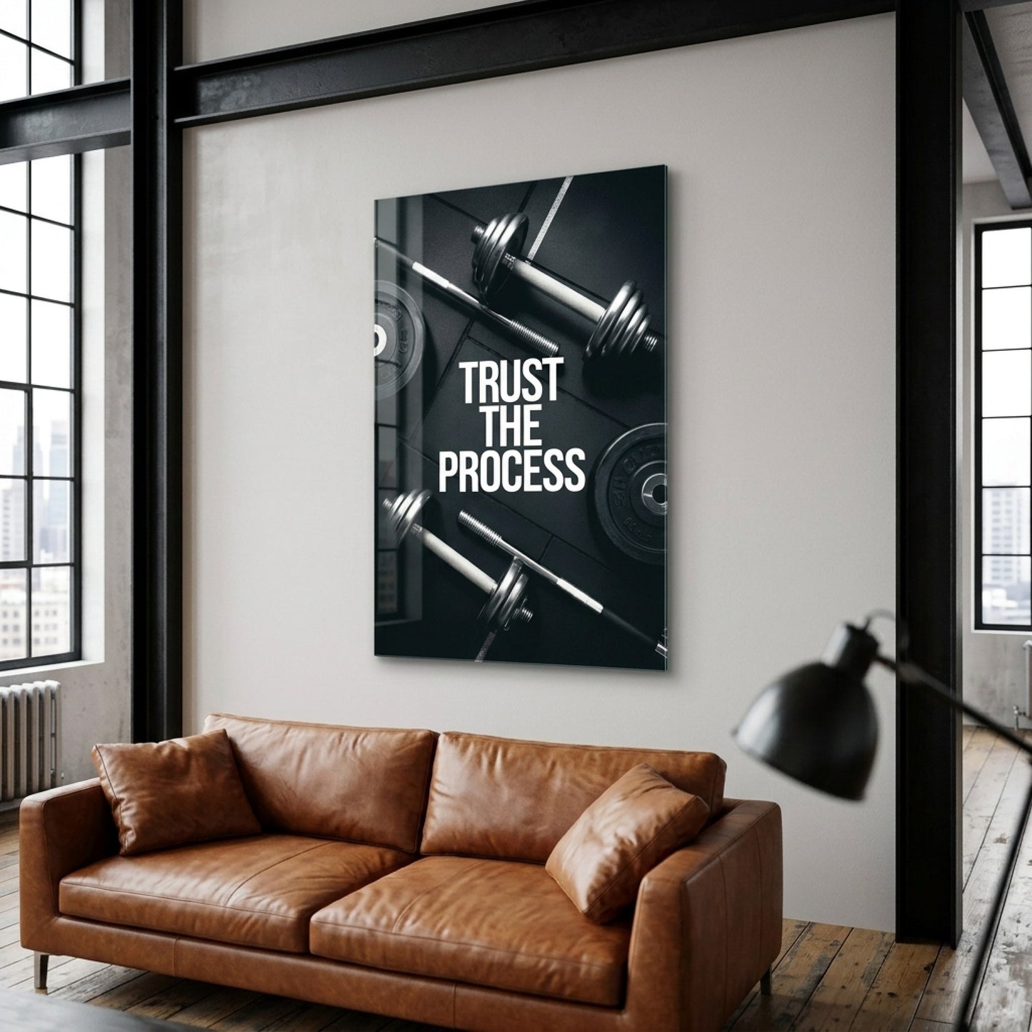 Trust The Process Fitness Motivasyon Dikey Cam Tablo