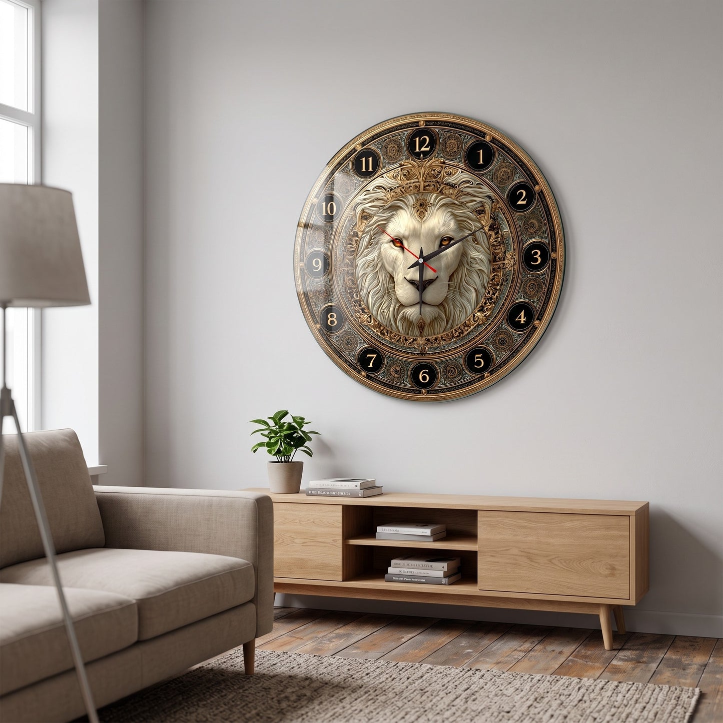 Aslan Kafalı Barok Cam Saat