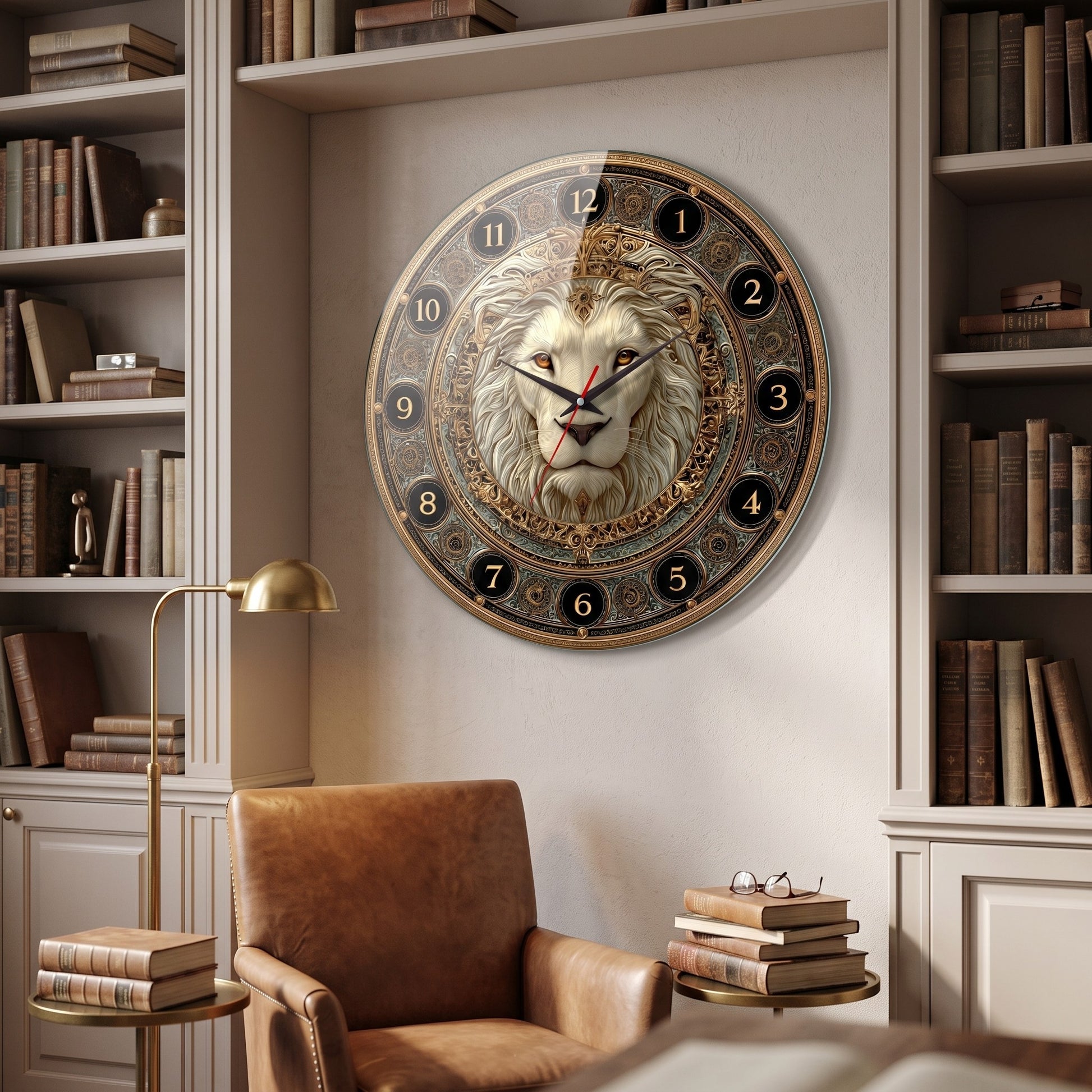 Aslan Kafalı Barok Cam Saat