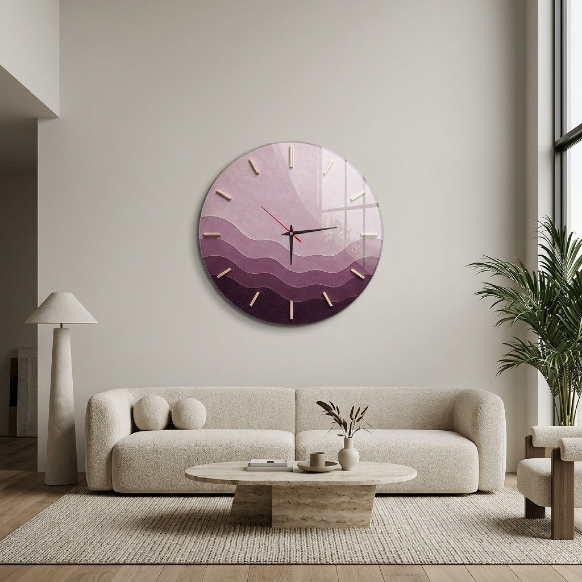 Mor Tonlu Minimalist Modern Cam Saat