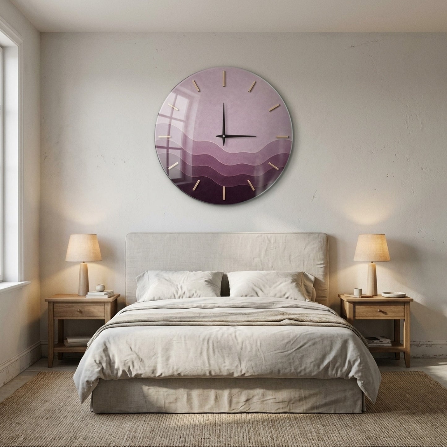 Mor Tonlu Minimalist Modern Cam Saat