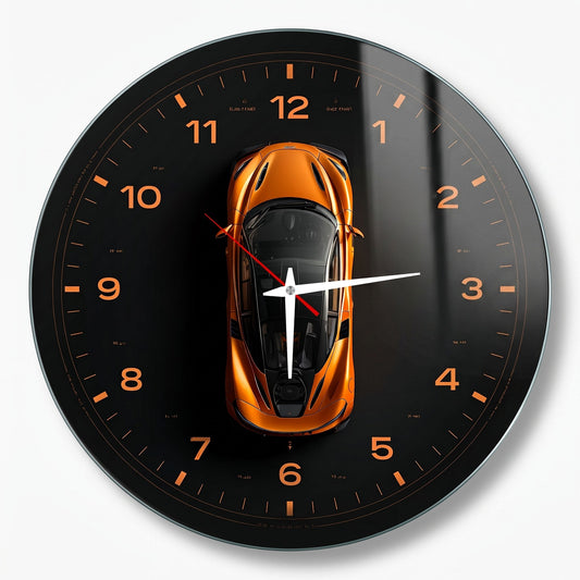 Turuncu Supercar Saat Tasarımı Cam Saat
