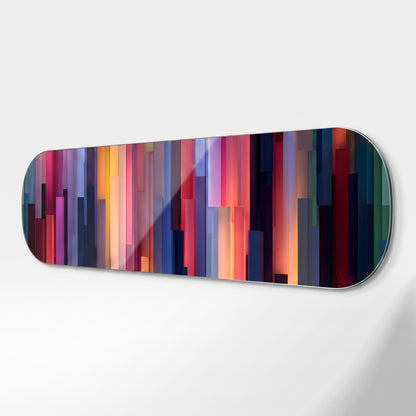 Renkli Geometrik Sutunlar Paneli Skate Board Yatay Cam Tablo
