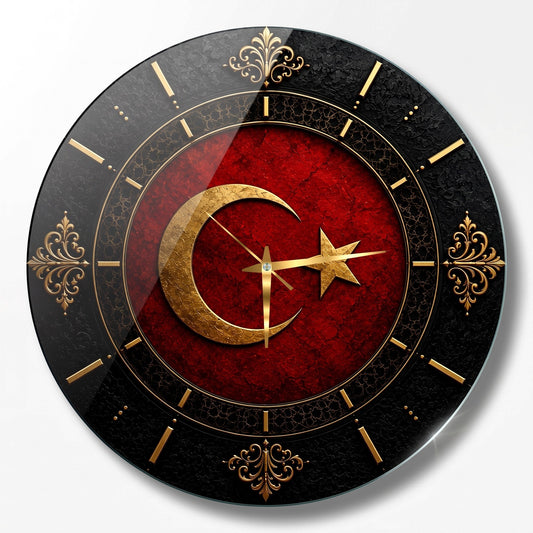 Osmanlı Ay Yıldız Saat Tasarımı Cam Saat