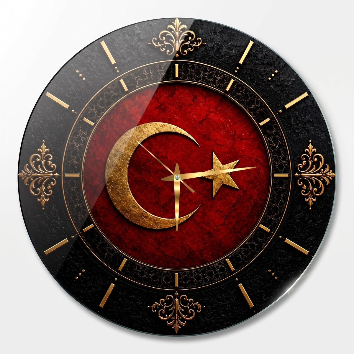 Osmanlı Ay Yıldız Saat Tasarımı Cam Saat