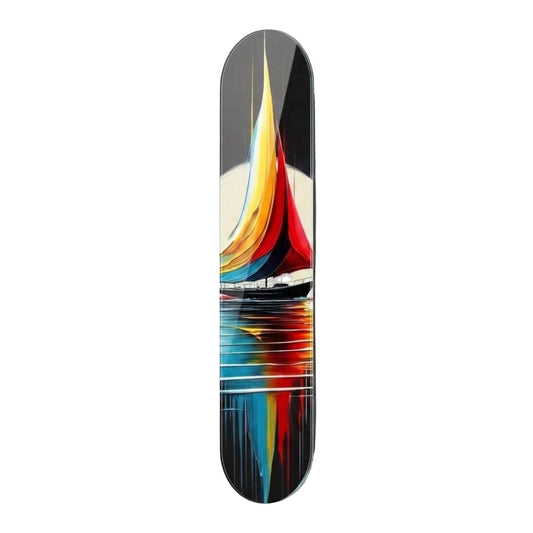 Modern Renkli Yelkenli Tekne Sanat Skate Board Cam Tablo