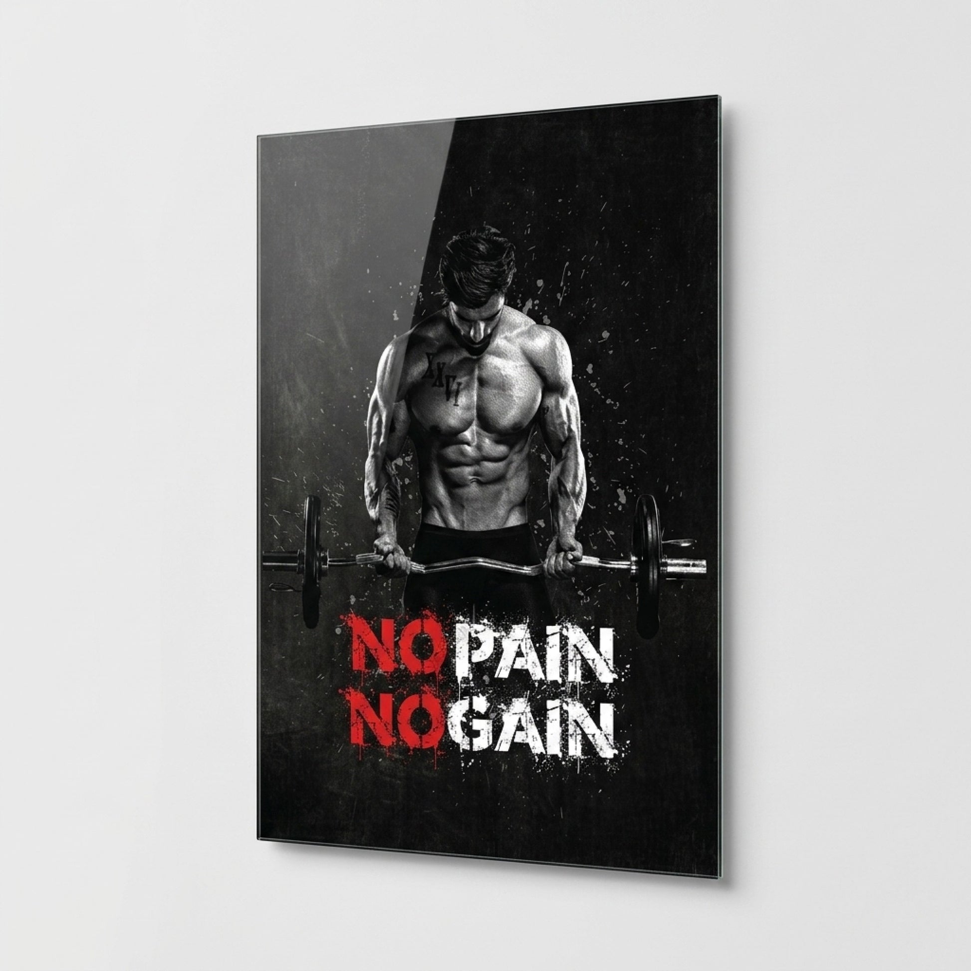 No Pain No Gain Motivasyon Dikey Cam Tablo