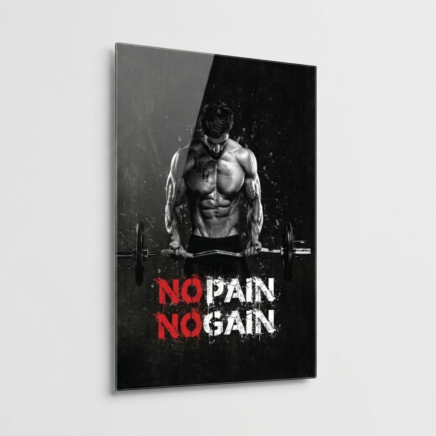 No Pain No Gain Motivasyon Dikey Cam Tablo