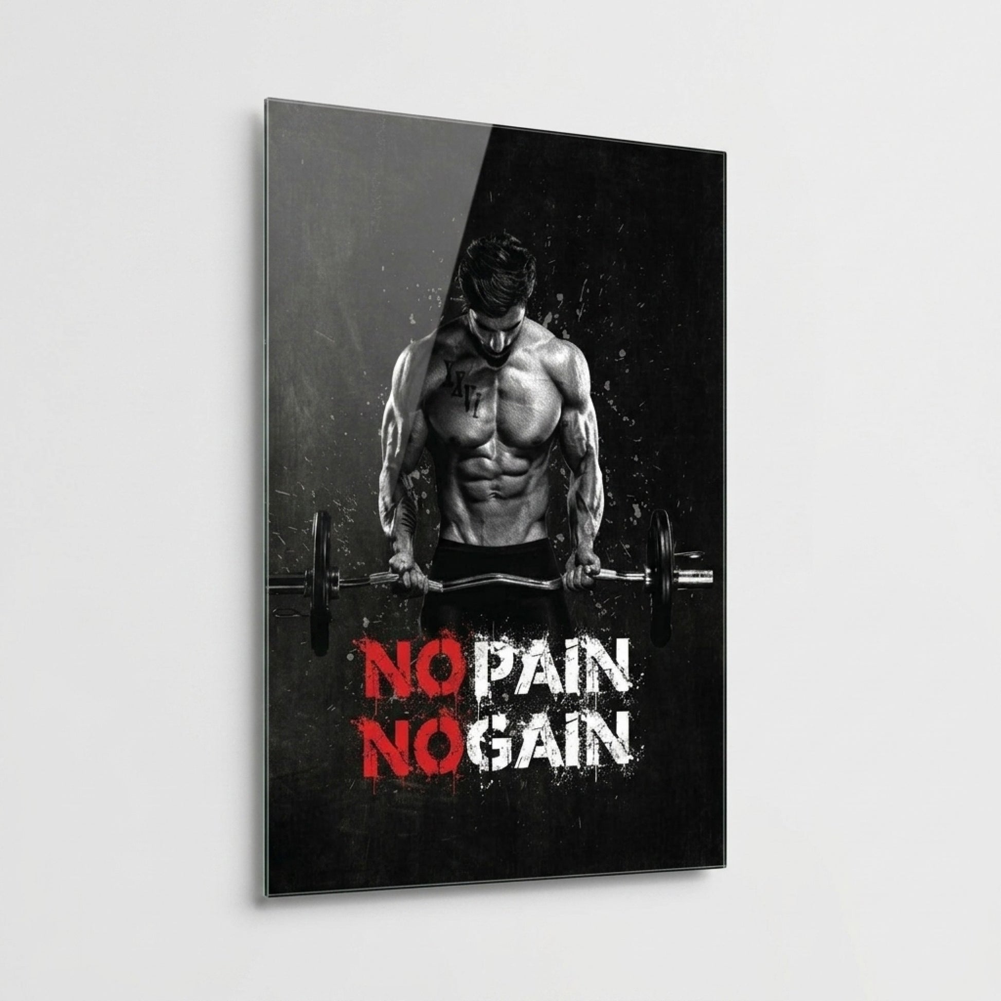 No Pain No Gain Motivasyon Dikey Cam Tablo