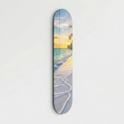 Tropik Sahil Gun Batimi Manzarasi Skate Board Cam Tablo