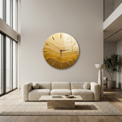 Altın Dalgalı Modern Saat Cam Saat