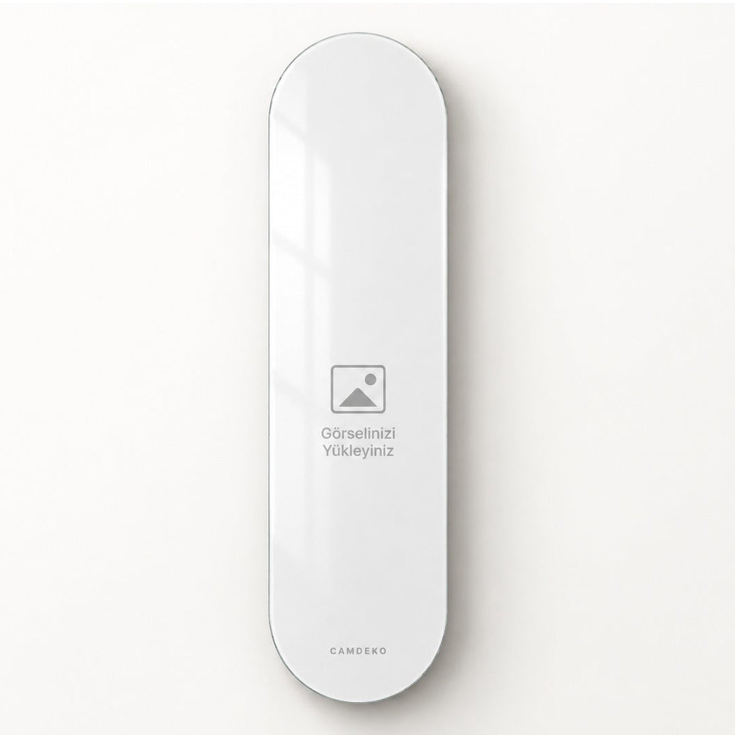 Kişiye Özel Dikey Skate Board Cam Tablo - Beyaz ana görsel