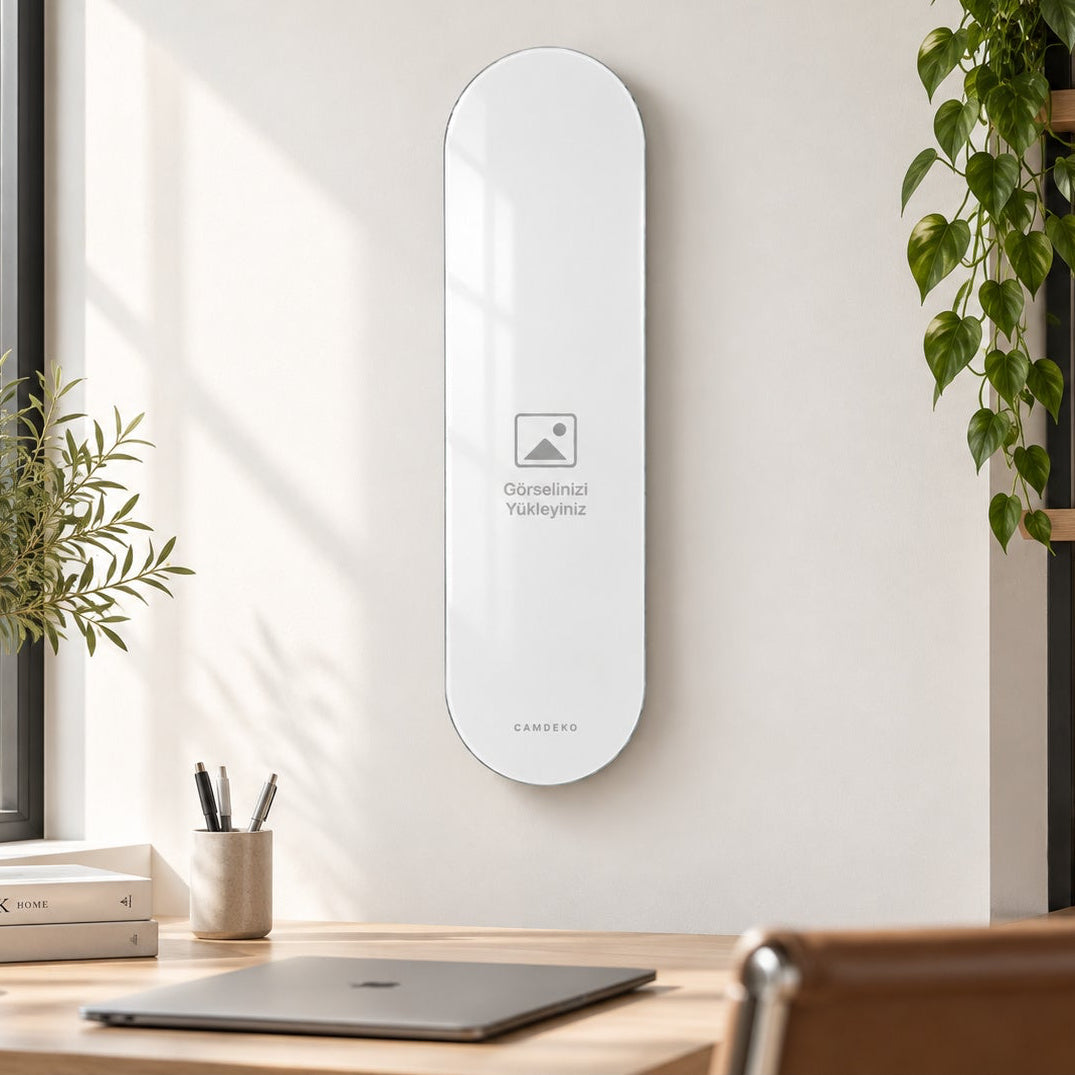 Kişiye Özel Dikey Skate Board Cam Tablo - Ofis mockup