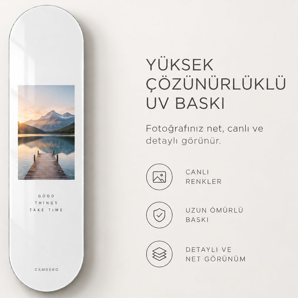 Kişiye Özel Dikey Skate Board Cam Tablo - UV baskı