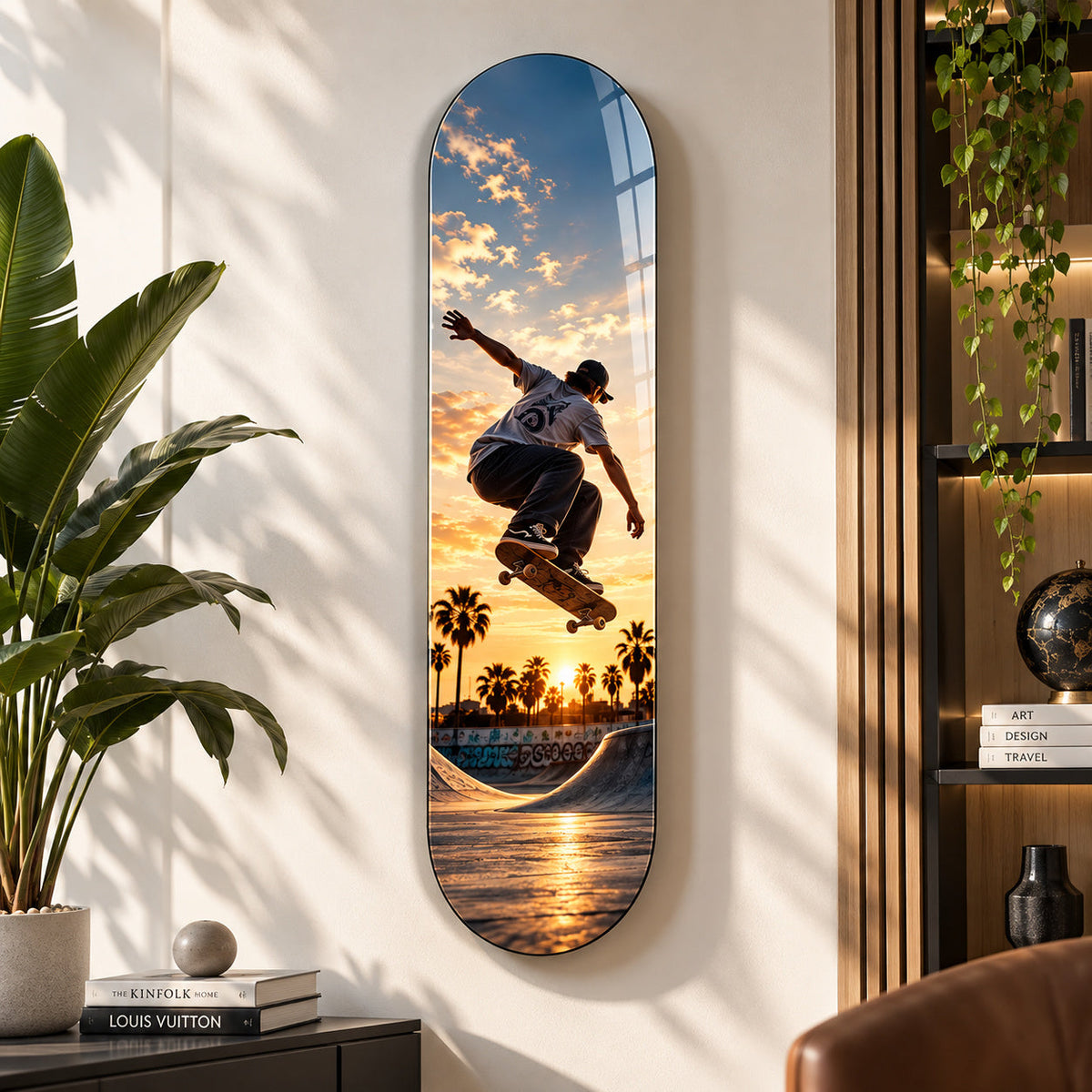 Kişiye Özel Dikey Skate Board Cam Tablo - Kaykay desenli salon