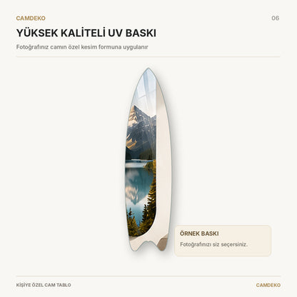 Kişiye Özel Dikey Surf Board Cam Tablo - uv