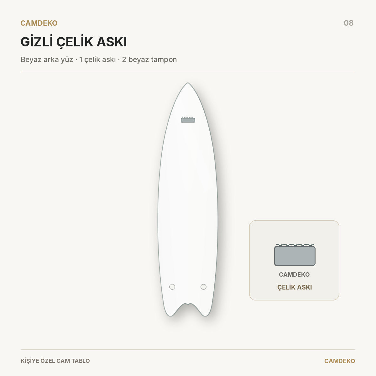 Kişiye Özel Dikey Surf Board Cam Tablo - back