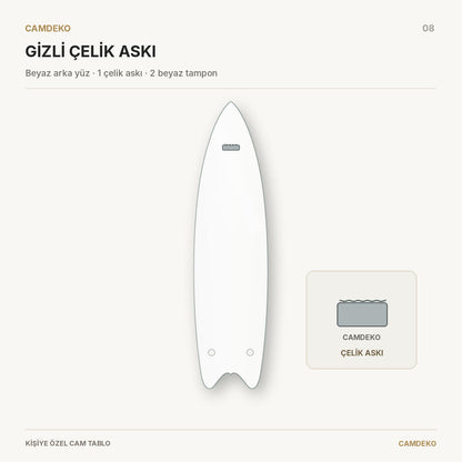 Kişiye Özel Dikey Surf Board Cam Tablo - back