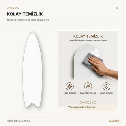 Kişiye Özel Dikey Surf Board Cam Tablo - clean
