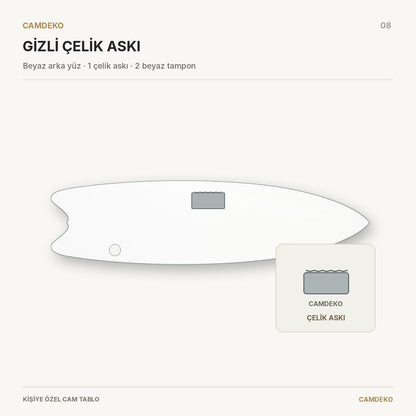 Kişiye Özel Yatay Surf Board Cam Tablo - back