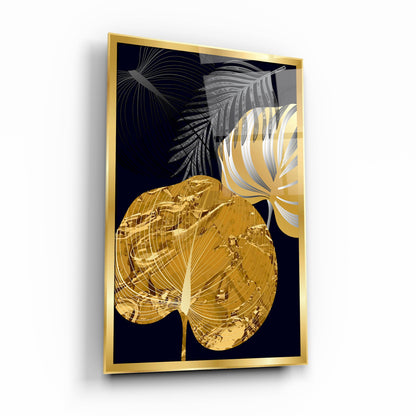 Gold Yaprak Dikey Cam Tablo