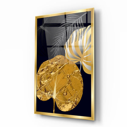 Gold Yaprak Dikey Cam Tablo