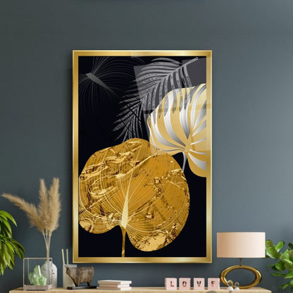 Gold Yaprak Dikey Cam Tablo