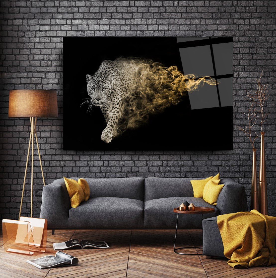 Leopar Yatay Cam Tablo