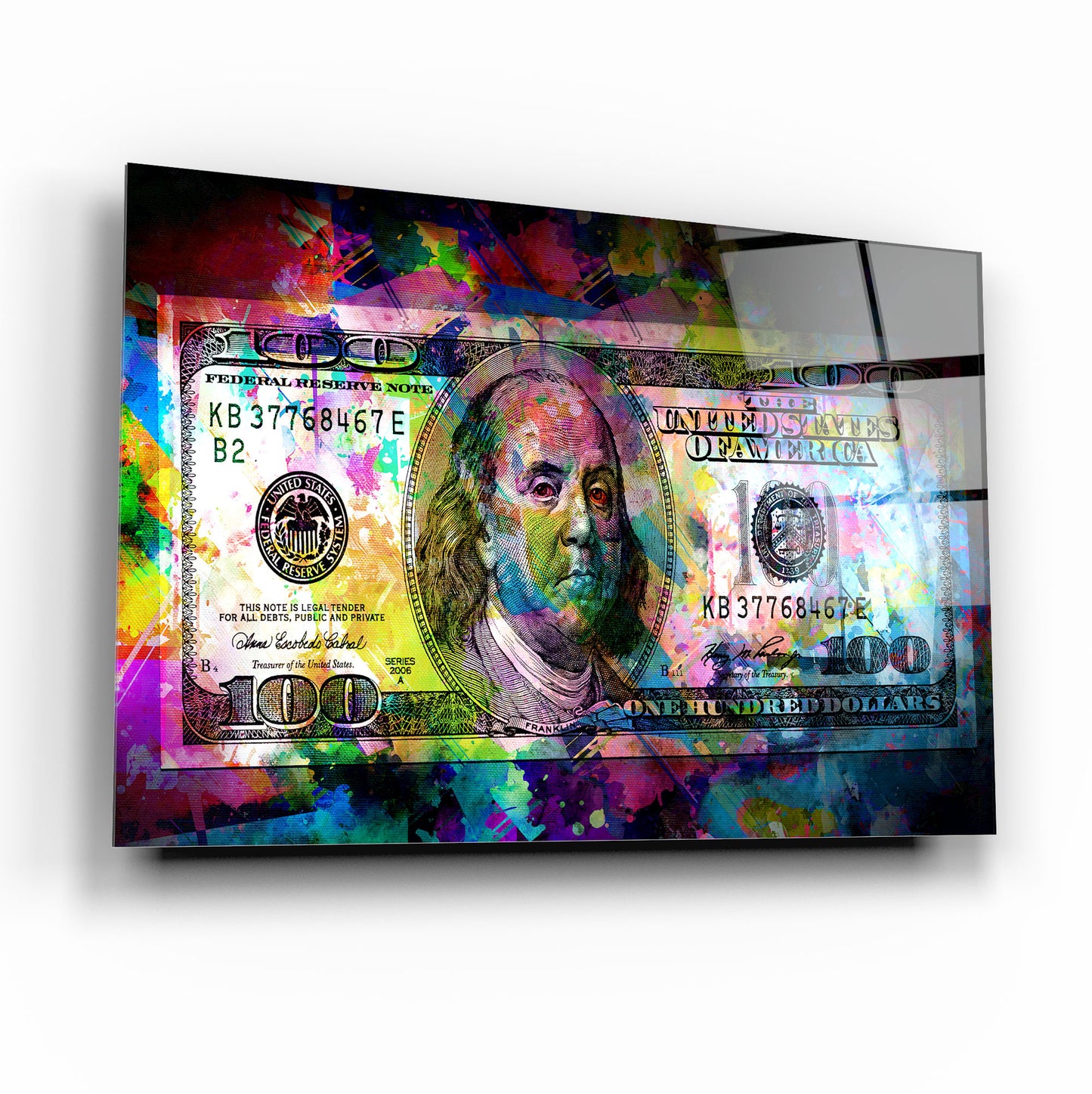 Neon Dolar Yatay Cam Tablo