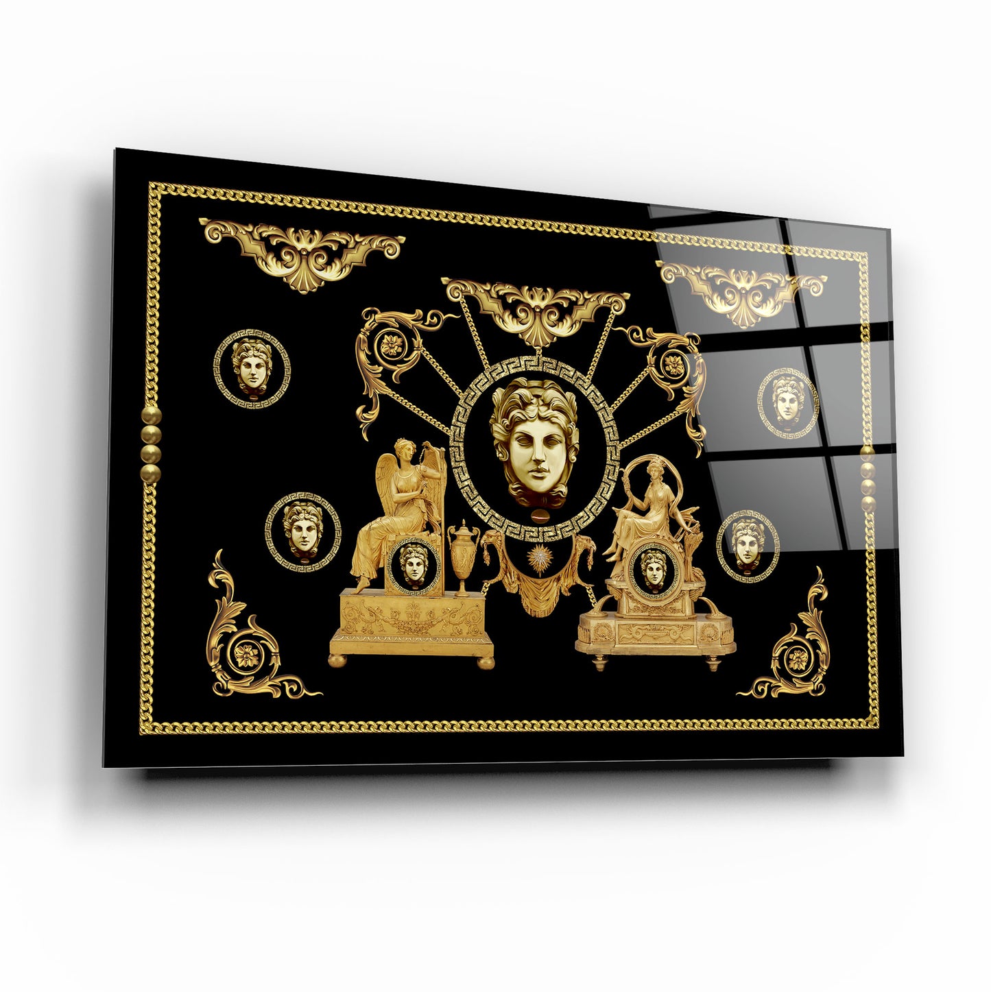 Gold Desenler Yatay Cam Tablo