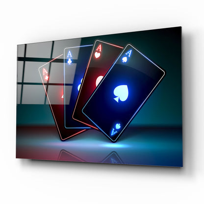 Neon Kartlar Yatay Cam Tablo